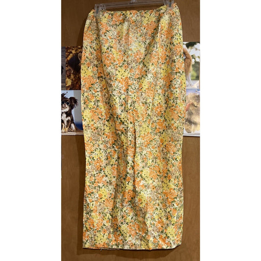 1960's Bright Floral MOD Pencil Skirt Slit Back